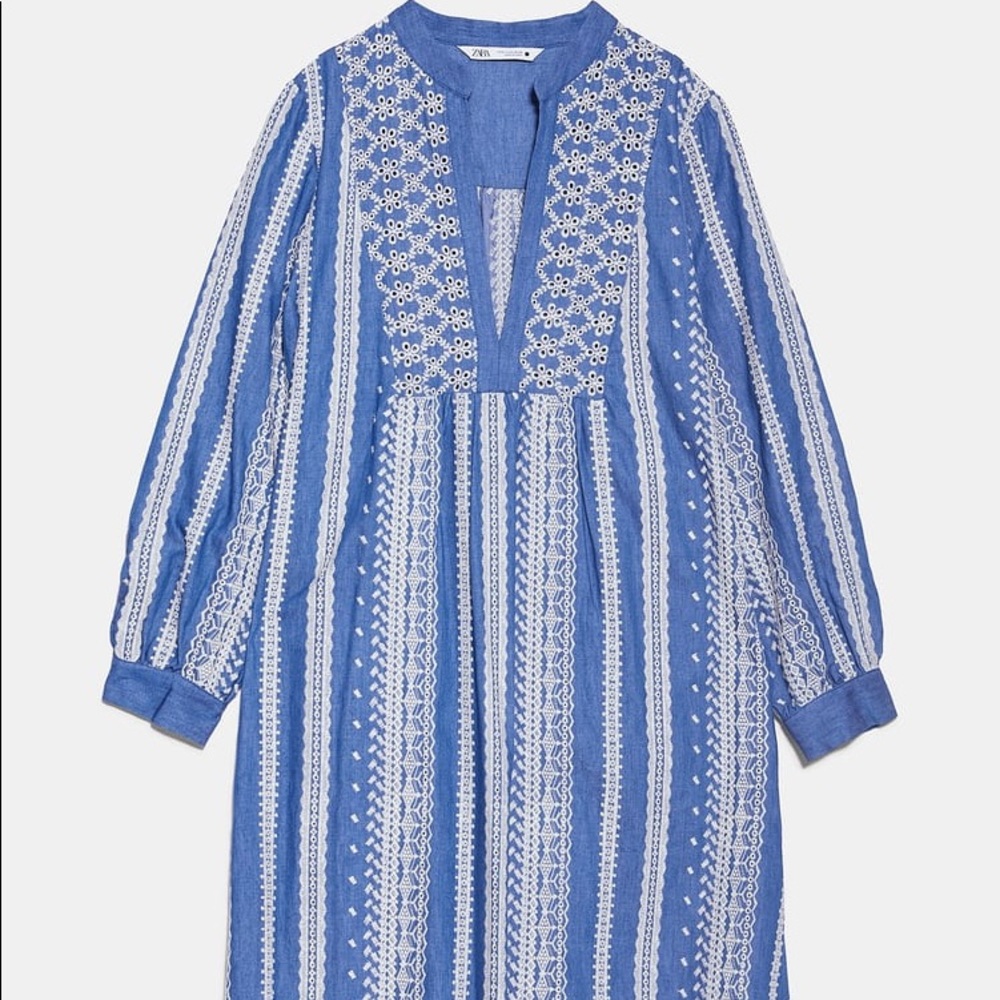 BOGO free! Zara denim embroidered mini dress